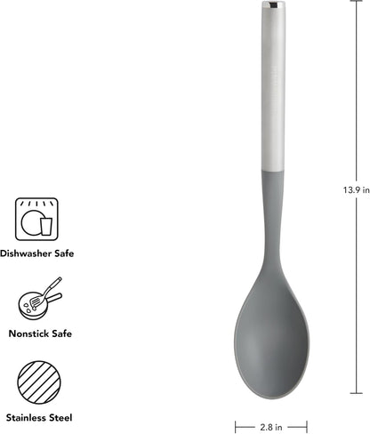 KitchenAid Spoon Spatula with Curved Edges and Stainless Steel Handle, Nonstick Safe, Durable, Dishwasher Safe