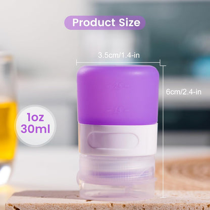 MICEBAY Condiment Squeeze Bottles for Sauces, 2-oz Mini Silicone Salad Dressing Container to Go with Reusable Sandwich Bag, Leakproof Ketchup Bottle for Bento Lunch Box, 4 Pack, Candies