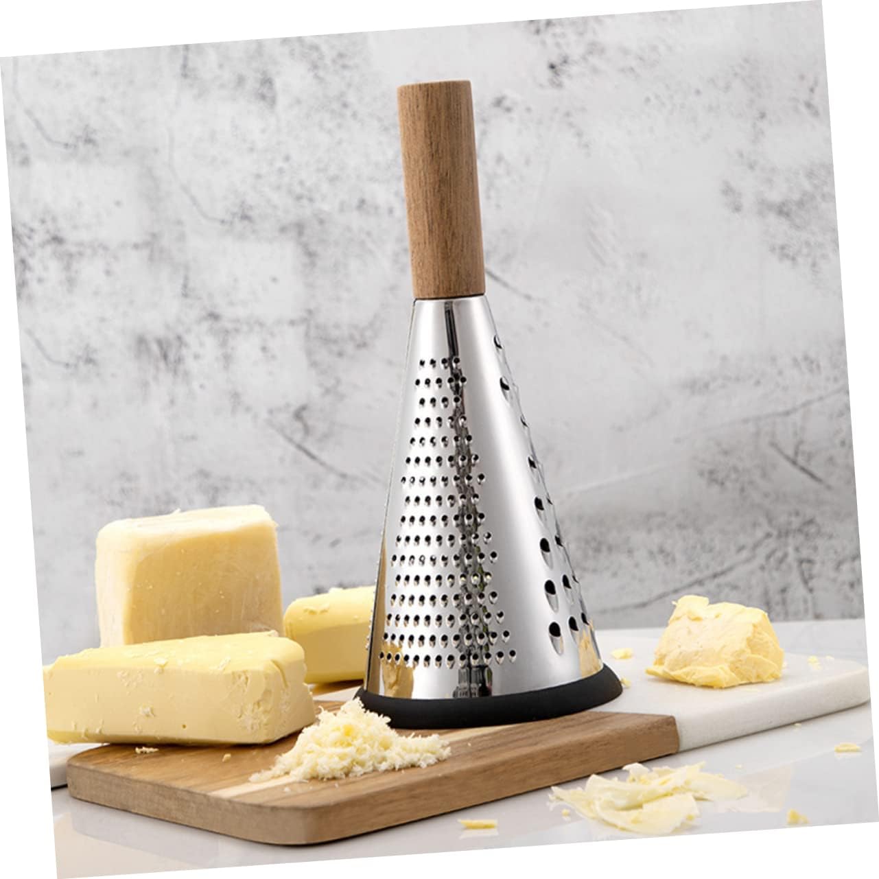 Kitchen Grater Cheese Grater with Handle Carrot Peeler Veggie spiralizer Manual Mandoline Slicer Cheese Slicer Cucumber Slicer Cone-Shaped Cheese Grater Truffle Wood Vertical