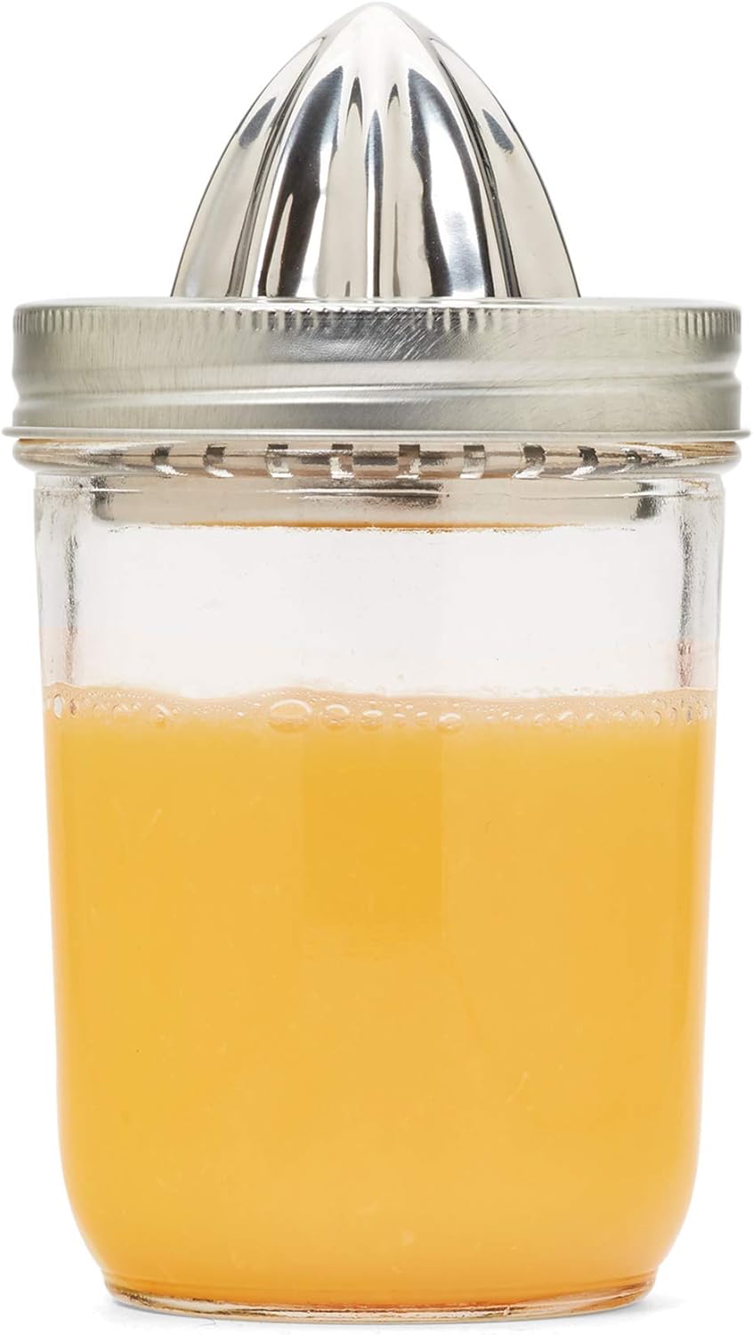 Jarware Citrus Juicer Lid For Wide Mouth Mason Jars, Stainless Steel Juicer