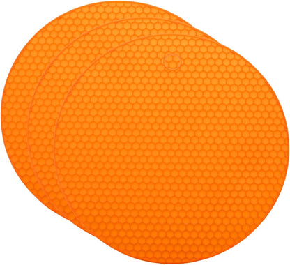 uxcell 3pcs Silicone Jar Opener Pads, 17.5cm/7" Texture Can Opener Multipurpose Round Bottle Lid Opener Non-Slip Coasters for Weak Hands Seniors Children, Orange, Blue, Gray