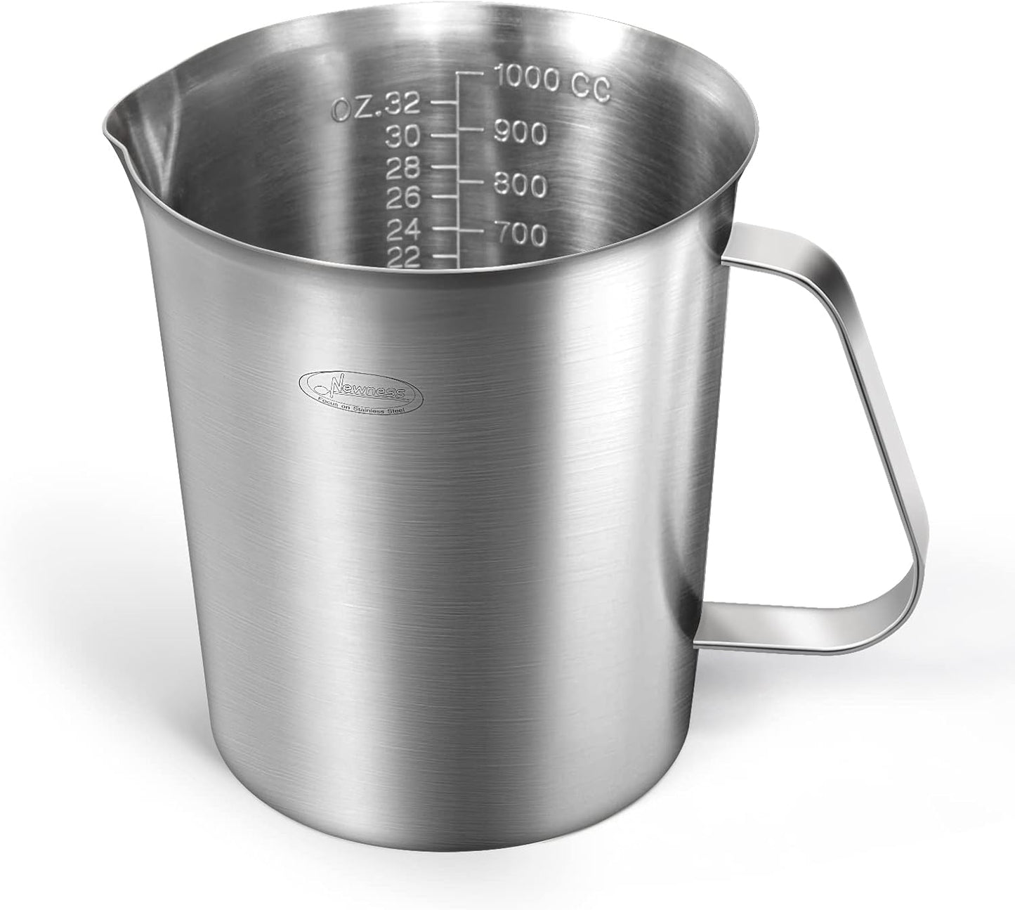 Newness Stainless Steel Measuring Cup, Metal Measuring Cup with Handle (Upgraded, 3 Marking Including Cup/ML/Ounce Scale), 16 Ounces (0.5 Liter, 2 Cup)