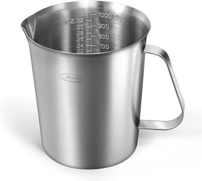 Newness Stainless Steel Measuring Cup, Metal Measuring Cup with Handle (Upgraded, 3 Marking Including Cup/ML/Ounce Scale), 16 Ounces (0.5 Liter, 2 Cup)