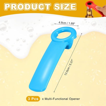 uxcell 2 Pcs Jar Key Lid Opener, Plastic Jar Lid Opener Easy Grip Multifunctional Durable Can Open Tool for Elderly Seniors Women Weak Hands Easy-use by Anyone, Orange/Sky Blue