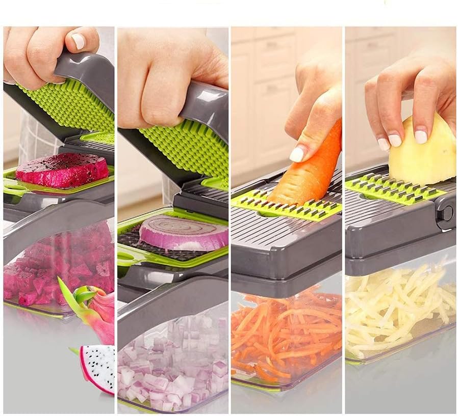 9 Blade All-in-1 Vegetable Chopper With Container, Mandoline Slicer Handheld For Kitchen, Dicing Blades, Coarse Cheese Grater, Grater, Wavy Slicer, Egg Separator, Hand Protector Perfect For Wowen.