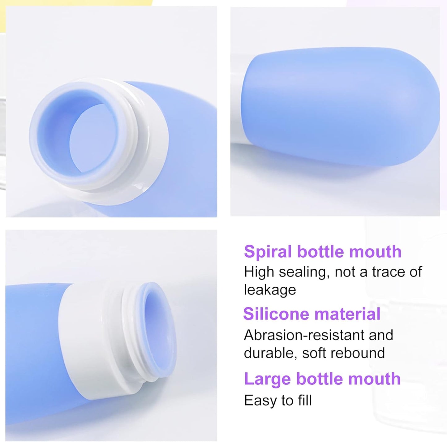 4-Pack Squeeze Salad Dressing Bottles, Leak Proof Food Storage Sauce Bottles Sauce Bottles, Portable Small Salad Dressing Containers,Food-grade Silicone- 4 Colors(1.3oz and 2 oz)