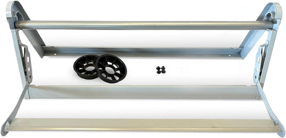 30" Roll Paper Dispenser with Cutter - Wall Mount or Desktop Metal Straight Edge Cutter - Fits Craft Paper Roll, Freezer, Wrapping, Butcher Papers, or Cling Film - Non-Sharp Edge, Grey
