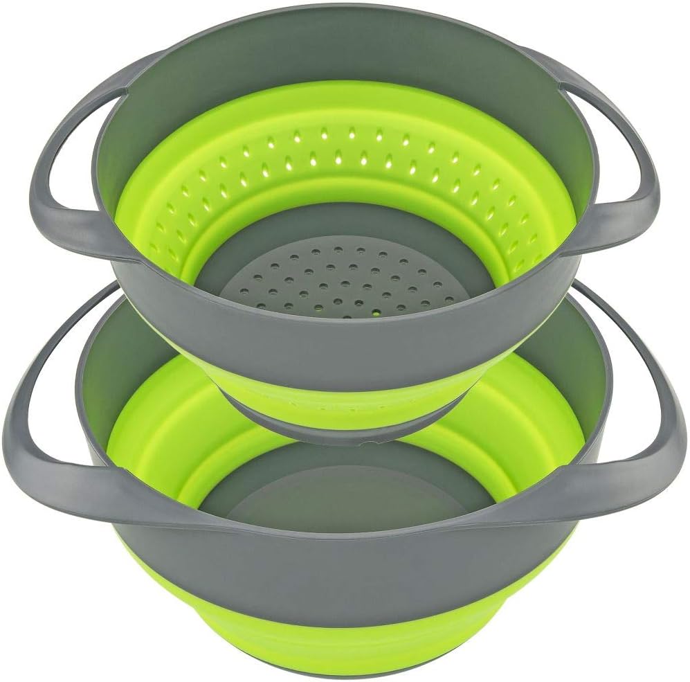 Collapsible Strainer and Bowl Set – Space-Saving Kitchen Colander Pack for Food Prep and Cooking