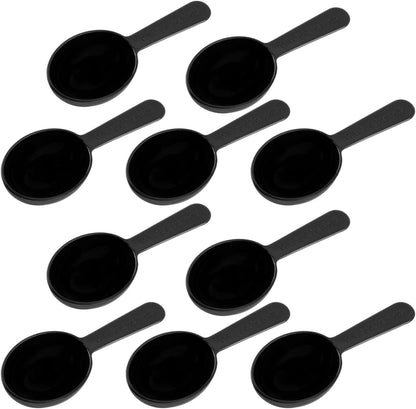 Framendino, 5 Pack Plastic Coffee Measuring Spoons Short Handle Scoops for Tea Sugar Cereal Milk Powder Spices Black 7g