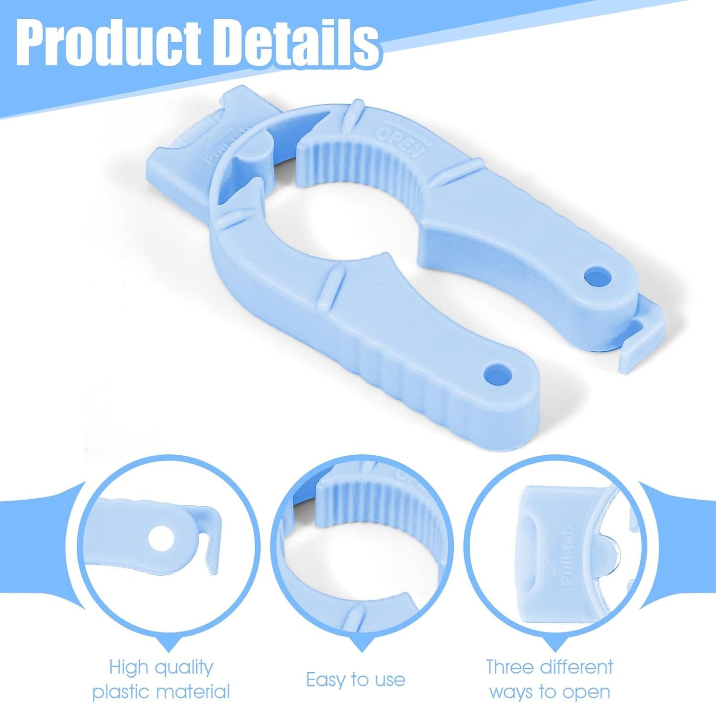 6PCS Water Bottle Opener, 3 in 1 Multi-Purpose Plastic Bottle Cap Opener Ergonomic Soda Can Openers for Seniors Weak Hands Elderly Pull Tab Soup Lid Seal Remover(Blue)