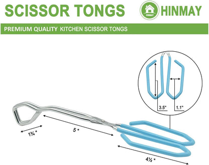 HINMAY Kitchen Scissor Tongs 10-Inch with Comfort-Grip Handle Heavy Duty Stainless Steel Scissor Cooking Tongs