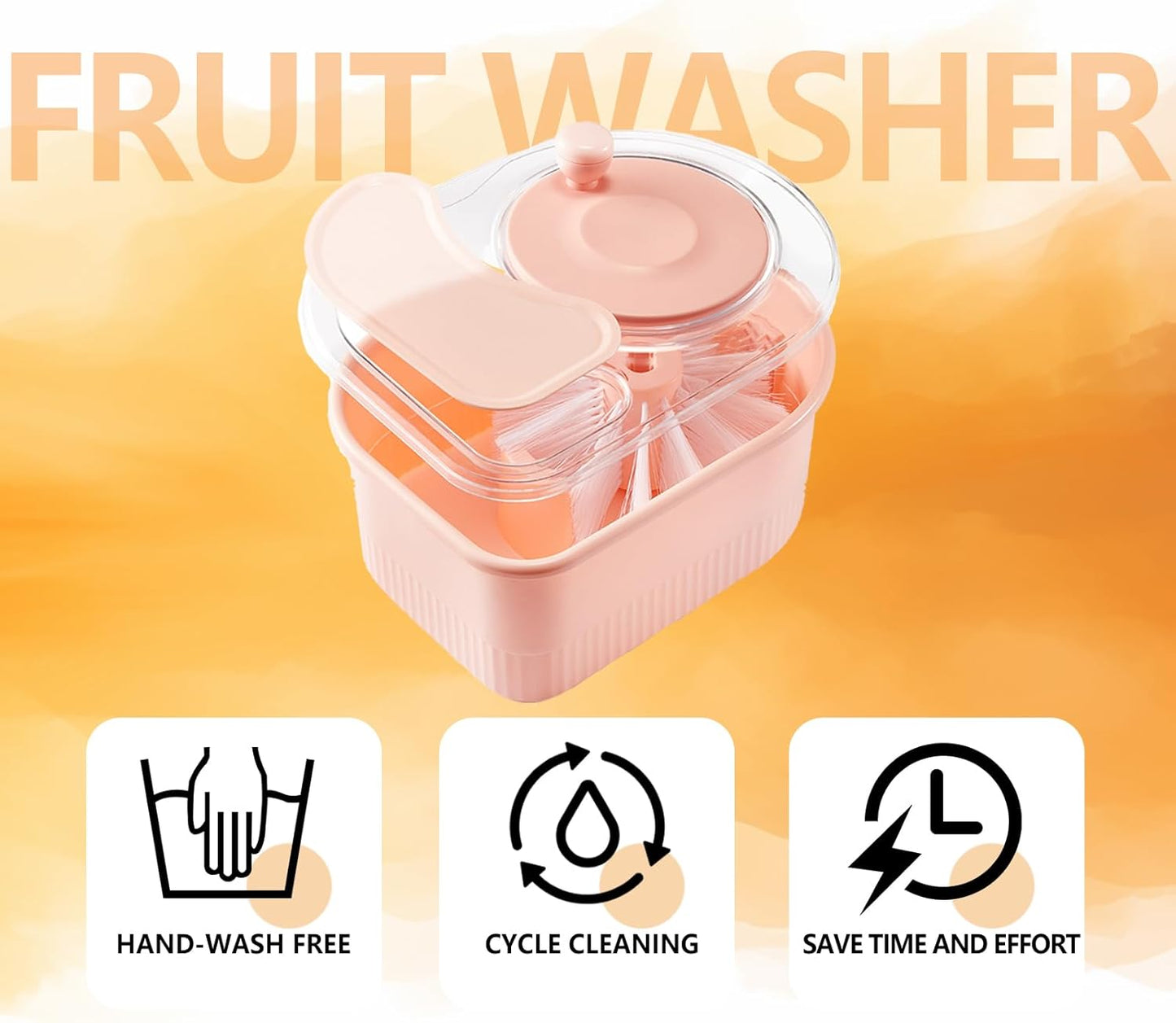 Fruit Cleaner Spinner, Large Fruit Washer Spinner, Fruit Cleaner Spinner with Fruit Washer Bowl and Brush, Vegetable Fruit Spinner Washer,Fruit and Vegetable Scrubber (White)