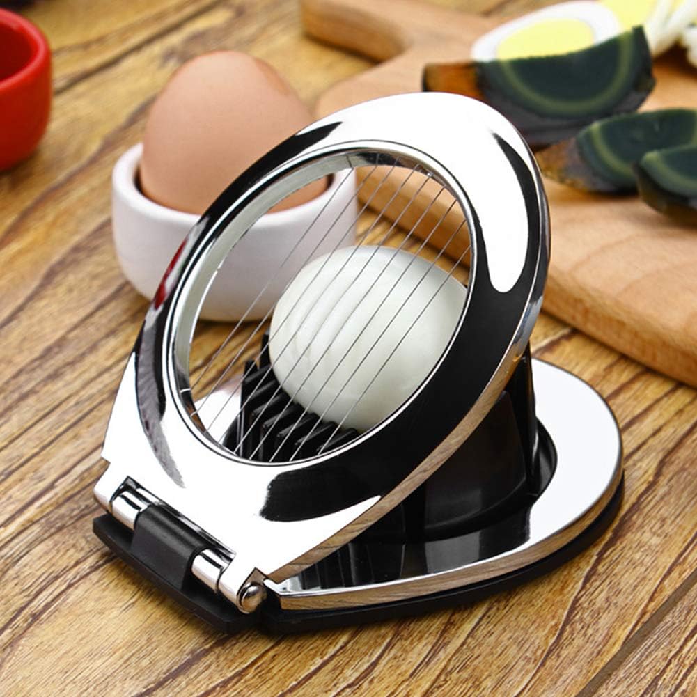 Egg Cutter, Stainless Steel Cutter Wire with 3 Slicing Styles, Manual Egg Slicer Kitchen Helper for Hard Boiled Eggs, Strawberry, Fruit Garnish Slicer, Labor Saving