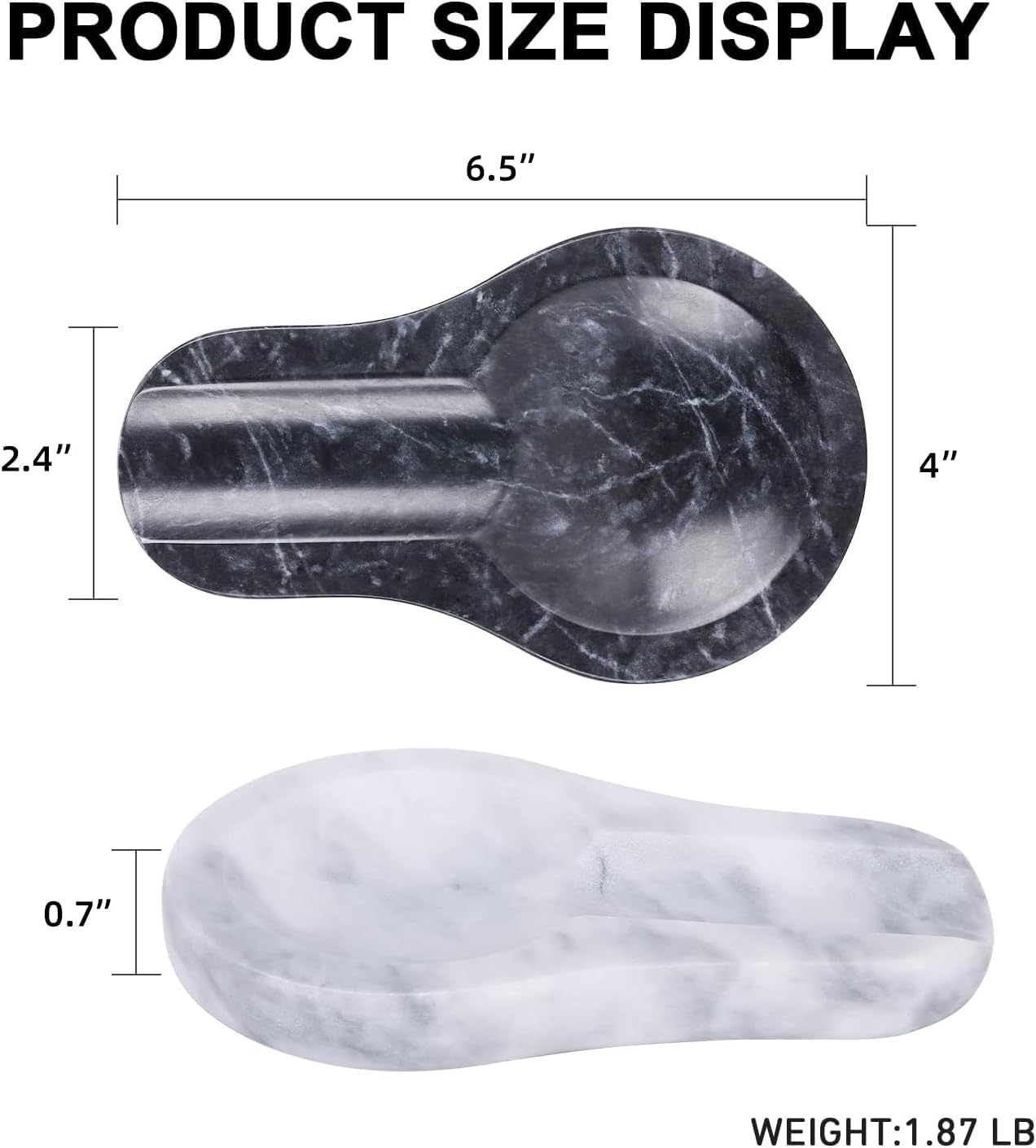 Marble Spoon Rest for Kitchen Stove Countertop, Marble Utensil Holder, Perfect for Spatula, Ladle, Fork (1, Viva jade, 4 * 6.5)