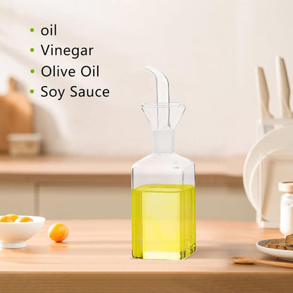Olive Oil Pourer Olive Oil Vinegar Cooking Wine cotainer Salad Dressing Glass, Oil Bottle Vinaigrette Dispenser Drizzle Cruet 17oz Glass Oil Bottle for Kitchen