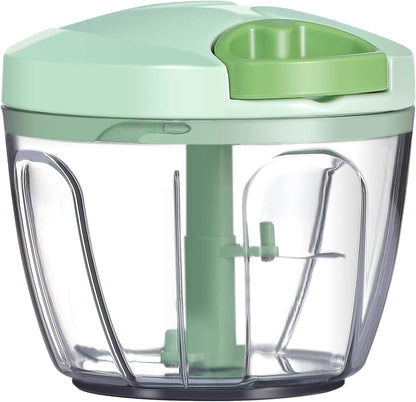 Ourokhome Manual Food Processor Vegetable Chopper, Portable Hand Pull String Garlic Mincer Onion Cutter for Veggies, Ginger, Fruits, Nuts, Herbs, etc., 500ml, Deep Blue