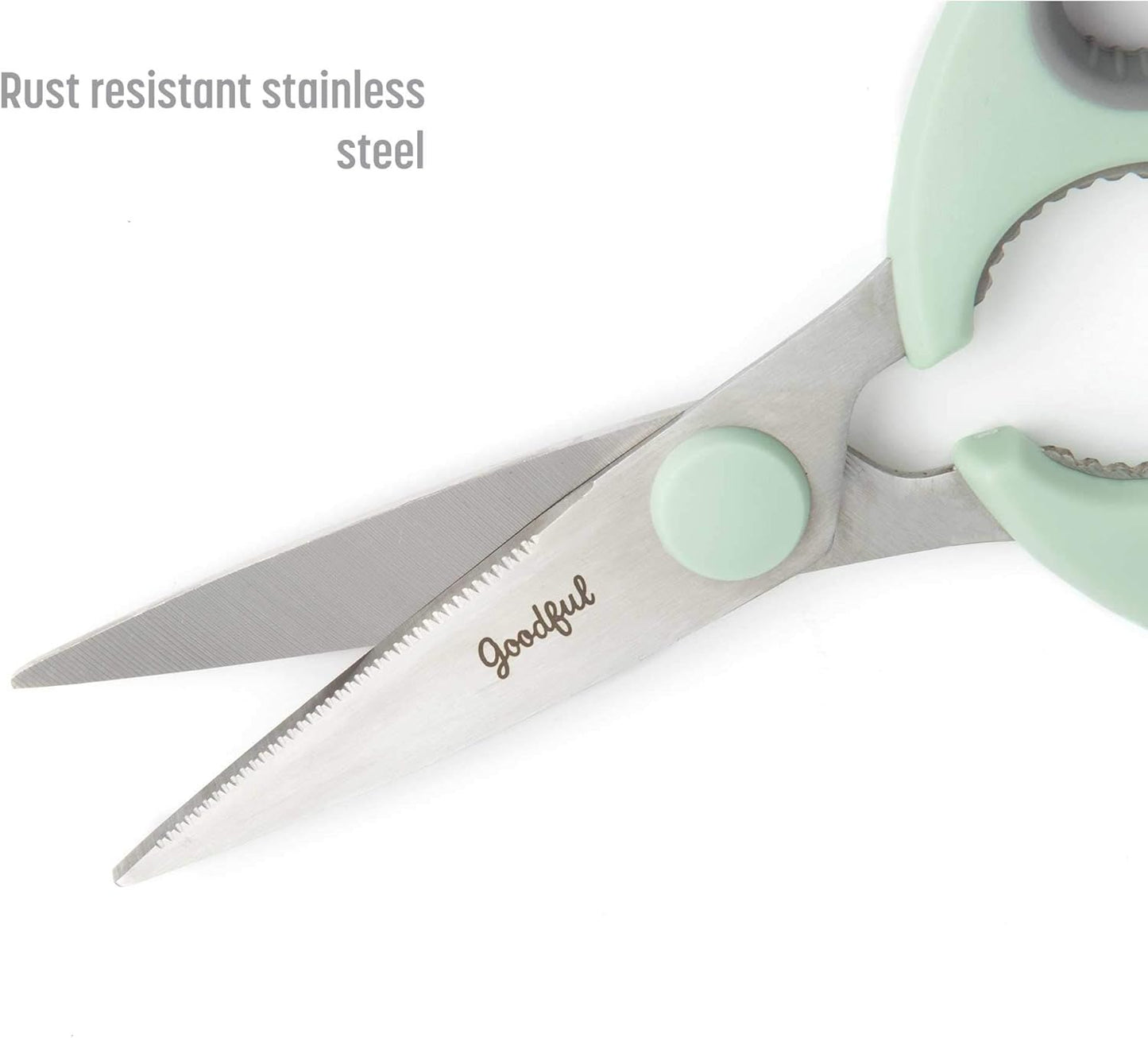 Goodful Utility Kitchen Shear and 5-Blade Herb Shear Set, Premium Stainless Steel Blades with Protective Guards, Comfort Grip Handles, Built-in Herb Shear Cleaning Comb, 2-Piece Set, Sage Green