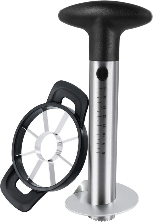 Newness Pineapple Corer and Slicer Tool, Robust Pineapple Core Remover with Upgraded Cutter & Reinforced Thicker Blade, Stainless Steel Kitchen Fruit Gadget for Diced Pineapple Rings (Black)