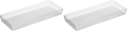 Oggi Clear Drawer Organizer - 3" X 12.5" - Ideal for Organizing Kitchen Drawers, Office, Desk, Silverware, Kitchen Utensils, Cosmetics and Bathrooms