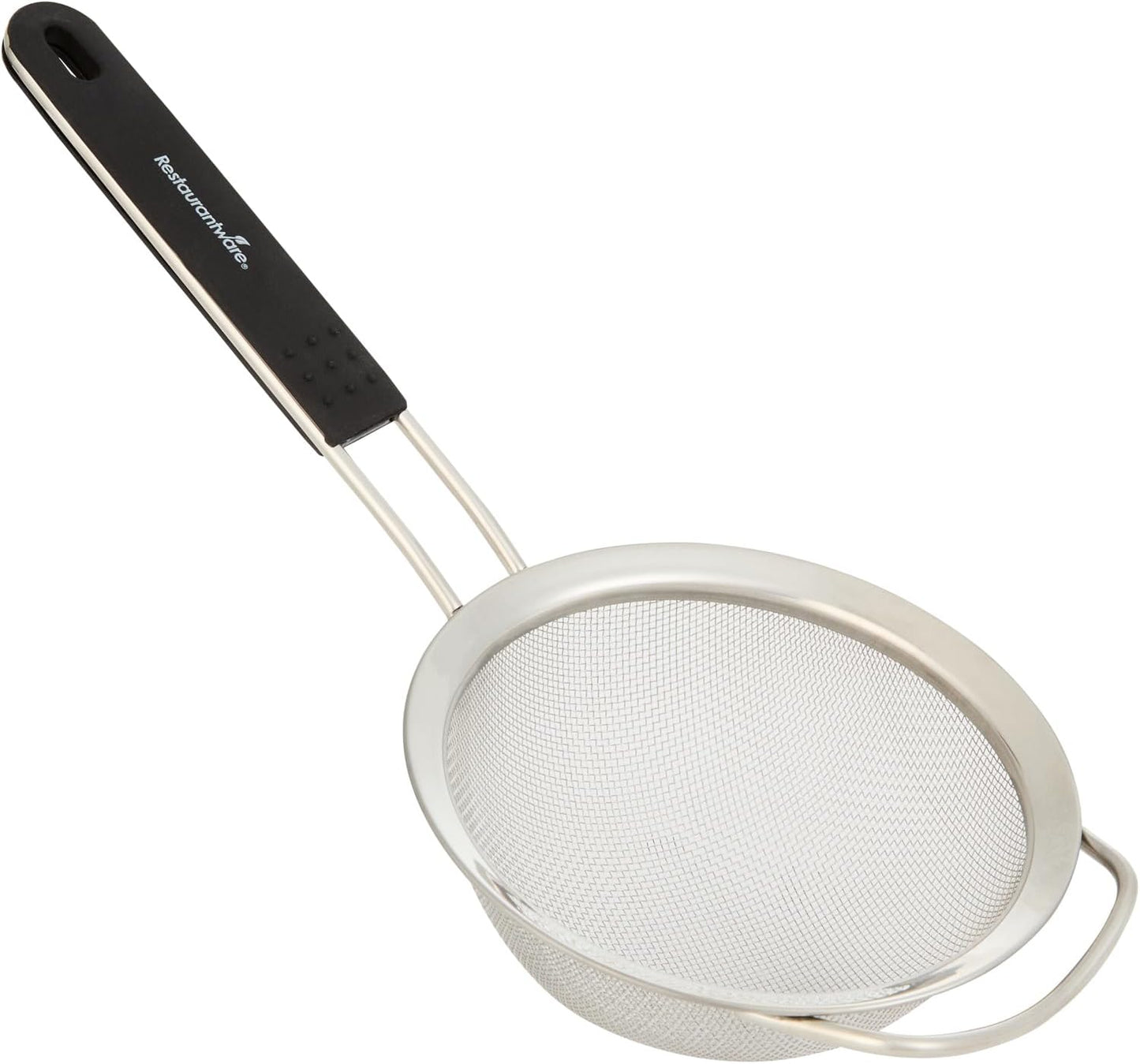 Restaurantware Fine Mesh Strainer Set of 3 Different Sizes with Silicone Handle Stainless Steel Extra Fine Mesh Strainer Heat-Resistant Handle Dishwasher-Safe for Rice, Quinoa, Pasta
