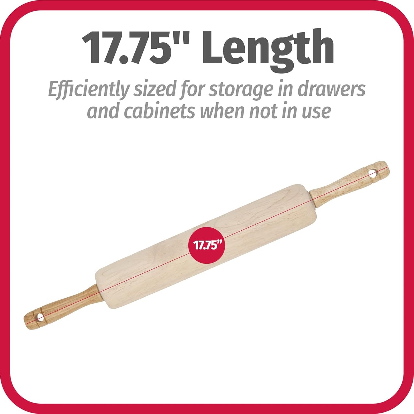 GoodCook Classic Wooden Rolling Pin with Easy Roll Bearings