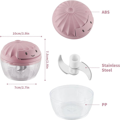 Garlic Chopper Mini Manual Hand Food Chopper for Kitchen Onion Dicer Crusher Garlic Mincer Blue 160ml