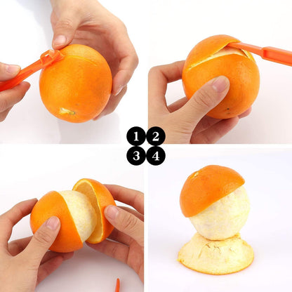 LUTER Orange Peeler Citrus Remover Plastic Slicer Cutter Easy Fruit Opener Kitchen Gadget for Orange, Avocado (Orange)