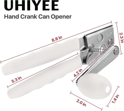 Commercial Can Opener, UHIYEE Hand Crank Can Opener Manual Heavy Duty with Comfortable Extra-long Handles, Oversized Knob, Large Handheld Can Open Easy for Big Cans, Black