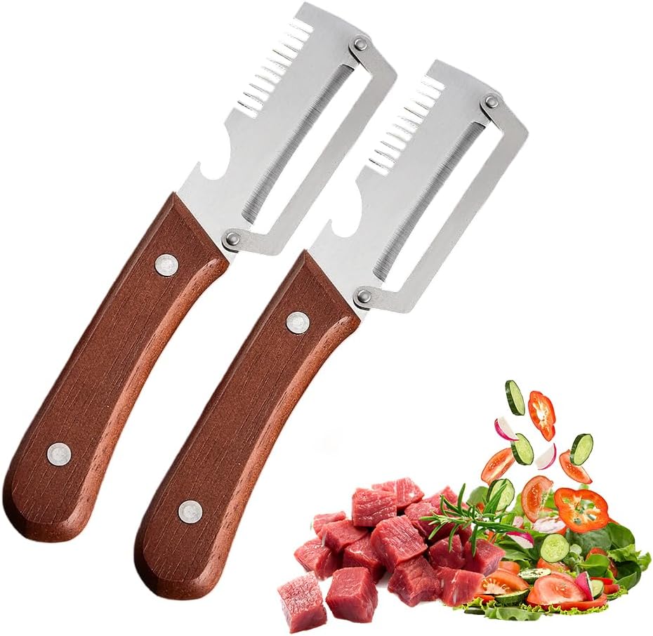 Multi-Functional Vegetable Peeler for Kitchen, 2026 New Stainless Steel Peeler Tool for Chef, Wooden Handle Peeler Papaya Shredder for Home Use Kitchen Peeling (1)