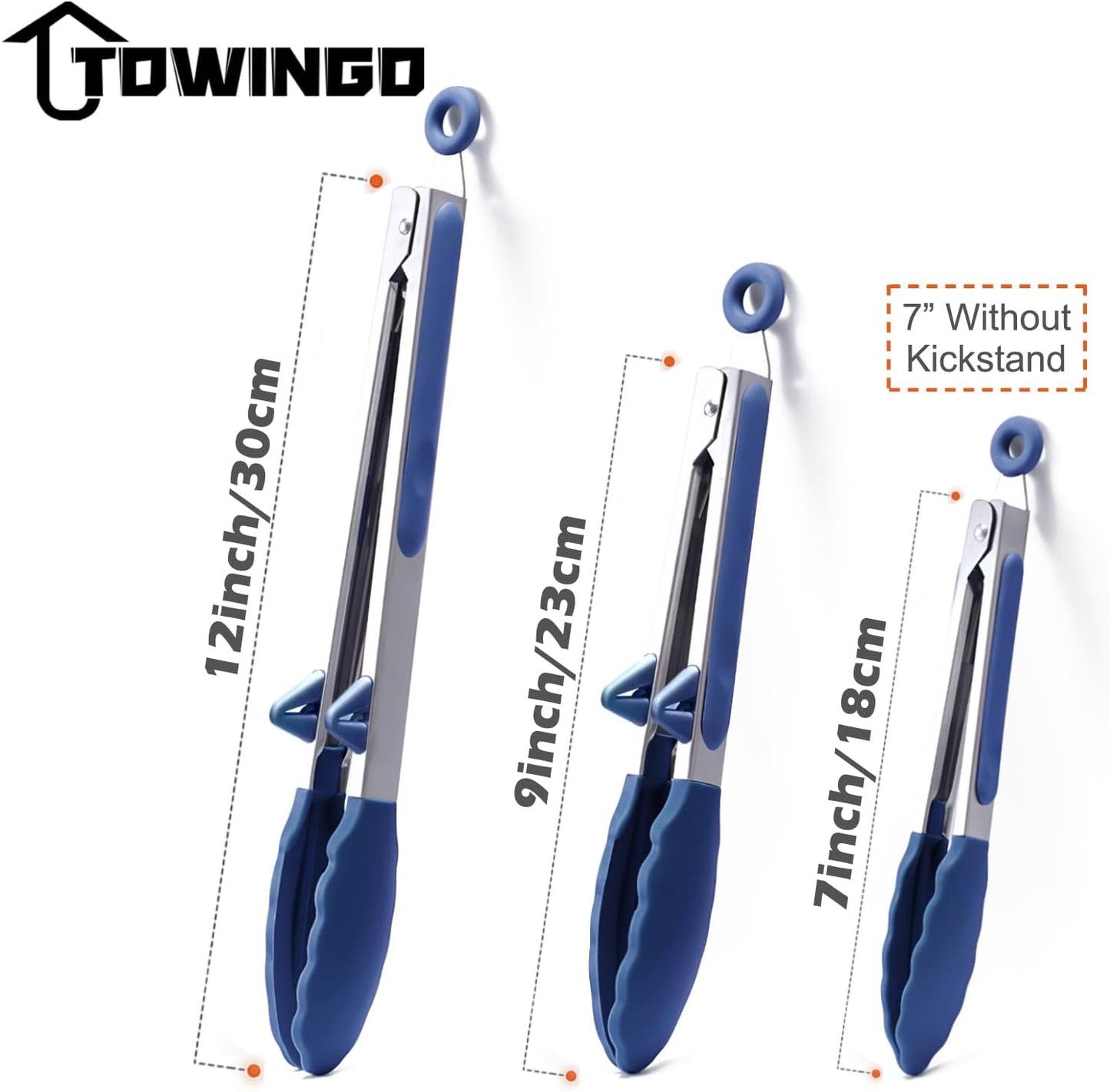 Silicone Kitchen Tongs, 3Pcs Tongs for Cooking with Silicone Tips, Food Grade Small Tongs, Mini Serving Tongs for BBQ Salad, Green, 7"+9"+12"
