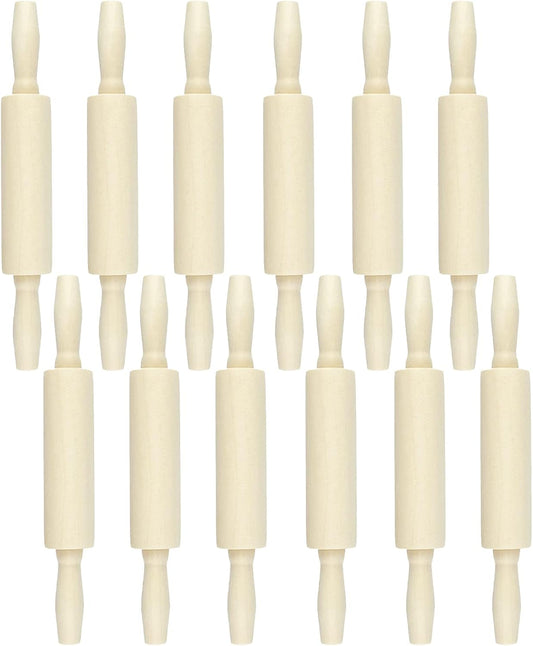 12 Pack Wood Small Rolling Pin for Kids, 7.9 Inch Kids Rolling Pin for Home Kitchen (7.9 Inch)