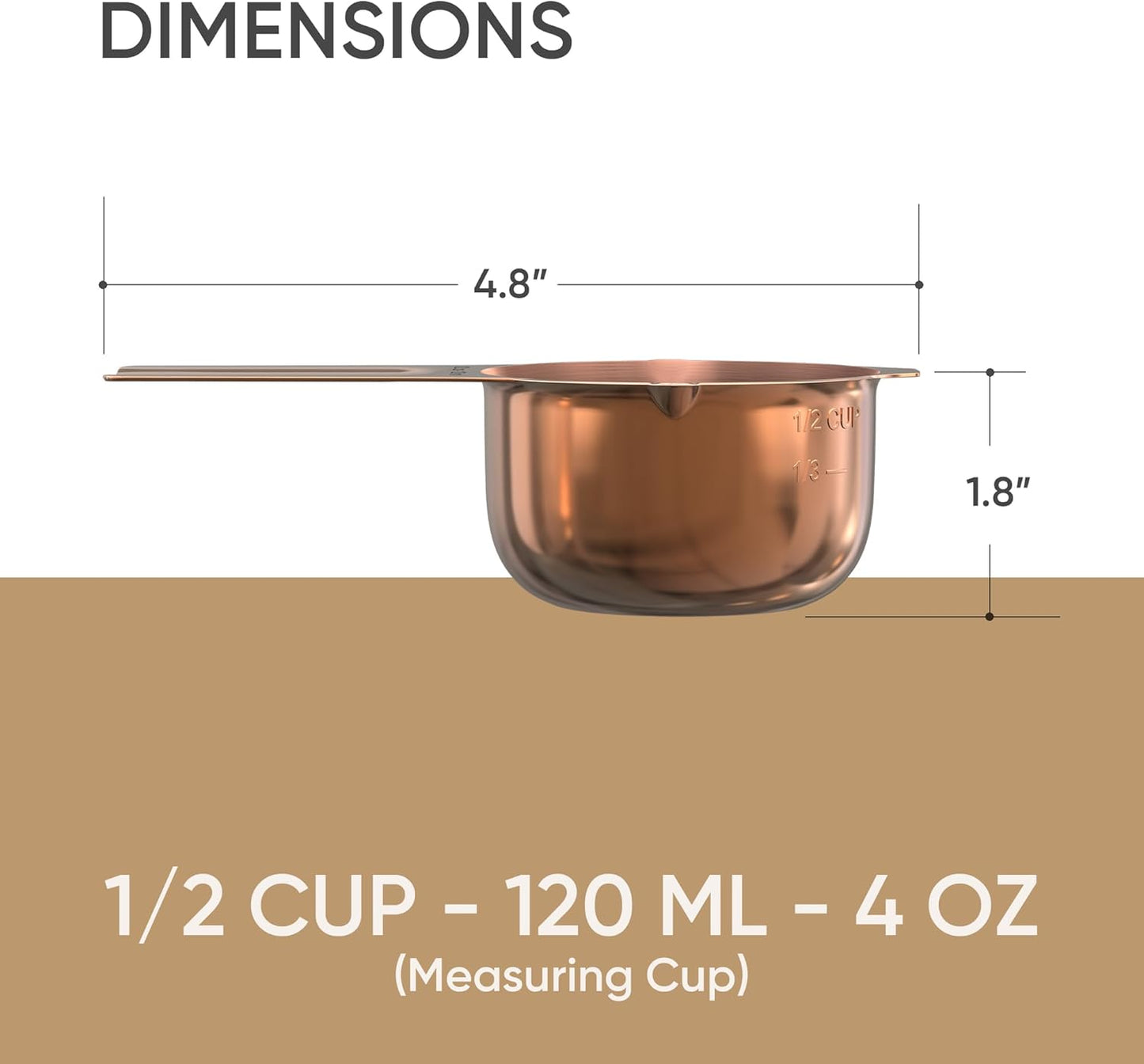 Color Up 2 Cup Measuring Cup, 480ml Stainless Steel Metal, Easy-Pour Spouts, Engraved Markings, Flat Base, Dishwasher Safe, for Dry and Liquid Ingredients