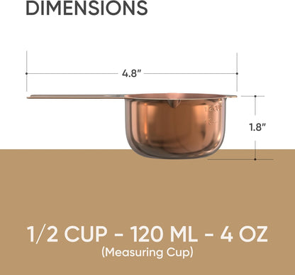Color Up 2 Cup Measuring Cup, 480ml Stainless Steel Metal, Easy-Pour Spouts, Engraved Markings, Flat Base, Dishwasher Safe, for Dry and Liquid Ingredients