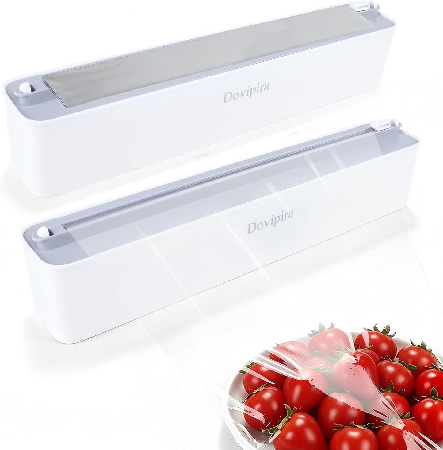 Magnetic Plastic Wrap and Foil Dispenser with Cutter, Upgrade Large Size Fits Max 12.8In x 984Ft Cling Film, Adhesive Wall Mounted Aluminum Foil and Wrap Organizer Holder for Kitchen