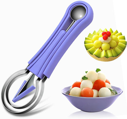 Suuker Melon Baller Scoop Set,4 In 1 fruit cutters shapes, watermelon scooper fruit scooper and baller, fruit carving tools（Green）