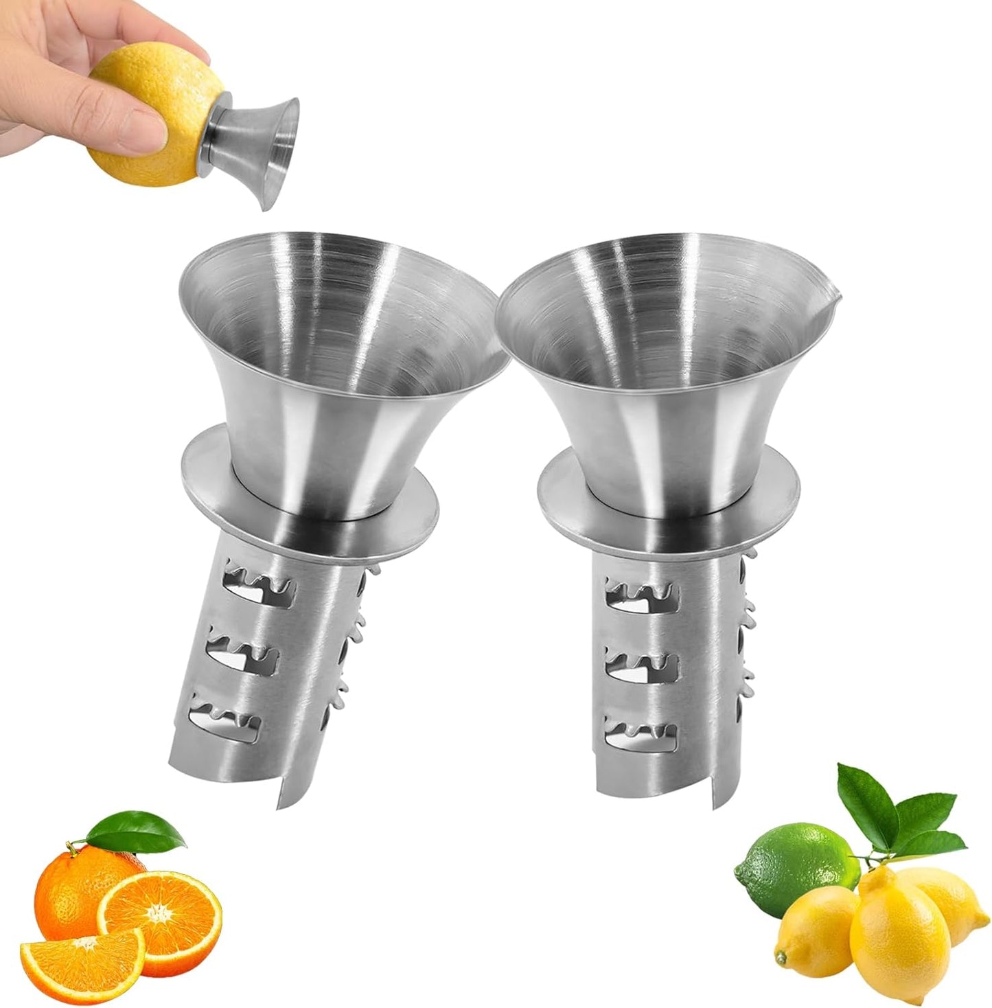 1Pc 18/8 Stainless Steel Manual Lemon Juicer Squeezer, Easy Squeeze Small Hand Juicer and Reamer, Hand Citrus Juicer and Lemon Pourer, Screw Limes squeezer, Dishwasher Safe (1)