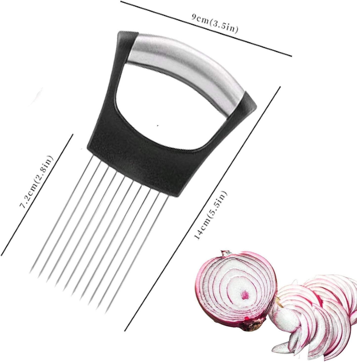 Onion Slicer Holde,Onion Cutter for Slicing, Tomato, Lemon, Meat, Avocados,Eggs Cutting Tool Stainless Steel Cutting Kitchen Gadgets.