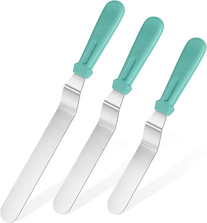 Icing Spatula, U-Taste Offset Spatula Set with 6", 8", 10" Blade,Stainless Steel Angled Cake Decorating Frosting Spatula Set of 3 (Black)
