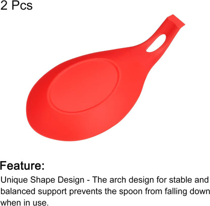 uxcell Silicone Spoon Rest, 7.68" x 3.74" Heat Resistant Kitchen Utensil Holder Spatula Ladle Rest for Counter Stove Top, Black 8Pcs