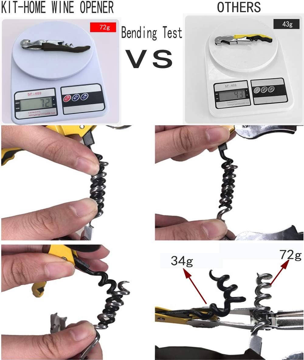 Kit-Home Professional Waiter Corkscrew Wine Openers Set (4 PCS),Upgraded with Heavy Duty Stainless Steel Hinges Wine Key for Restaurant Waiters, Sommelier, Bartenders