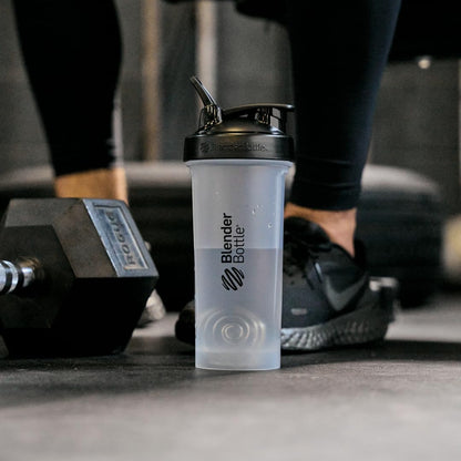 BlenderBottle Classic V2 Shaker Bottle Perfect for Protein Shakes and Pre Workout, 28-Ounce, Clear/Black