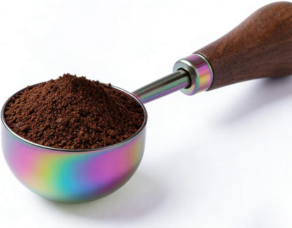Retro Vintage Stainless Steel Coffee Scoop with Walnut Wood Handle, 10g Espresso Measure, 30ml Water Capacity (1, Gunmetal)