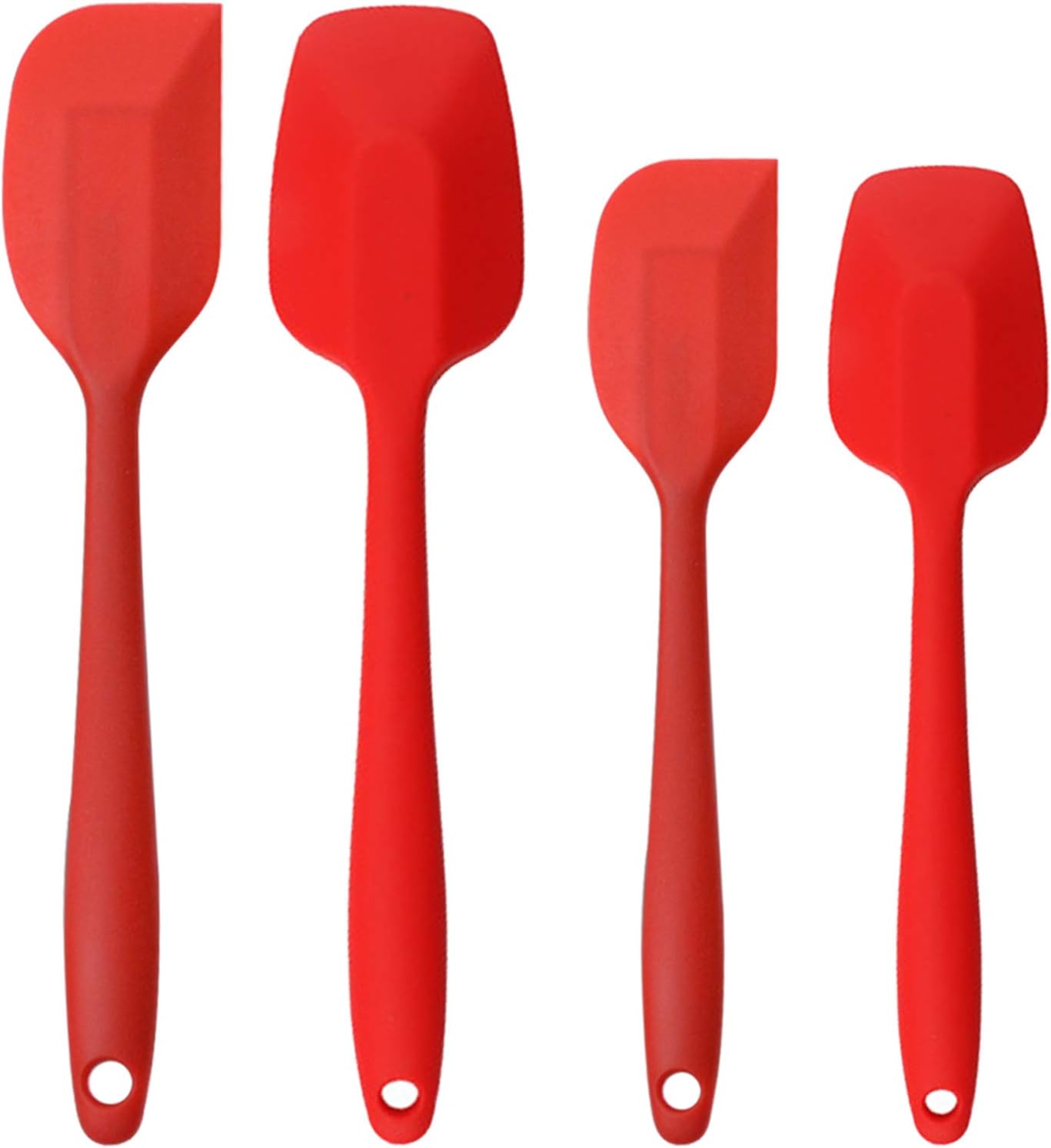 Silicone Spatulas Set of 6, Rubber Spoon Spatula Heat Resistant Spoonula One Piece Design Seamless Spatula Non-Stick Scrapers Baking Mixing Tool (Black)