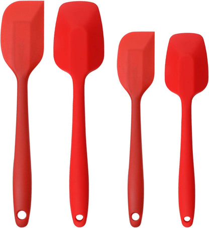 Silicone Spatulas Set of 6, Rubber Spoon Spatula Heat Resistant Spoonula One Piece Design Seamless Spatula Non-Stick Scrapers Baking Mixing Tool (Black)