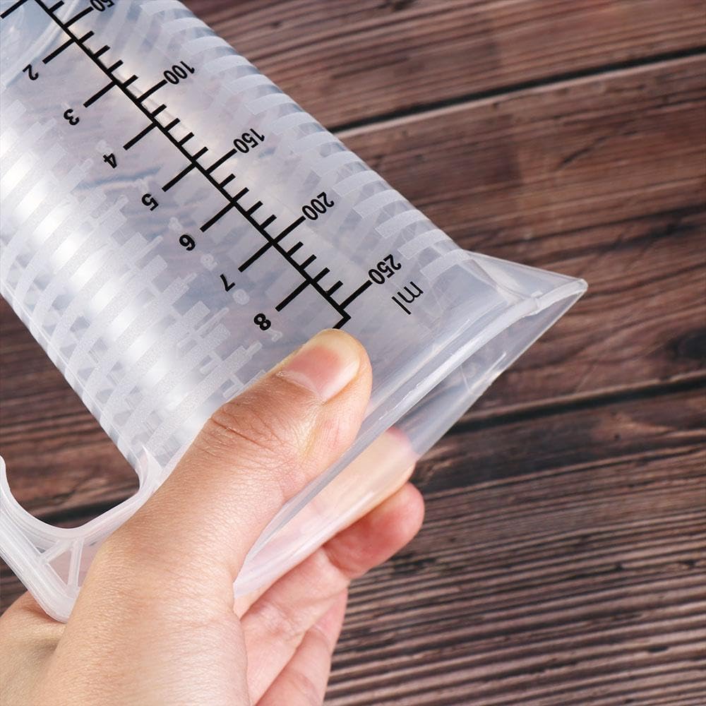 1Pc 250ML Transparent Measuring Cup with Lid, Plastic Measuring Cup with Handle for Baking,Powder,Liquid,Measure & Mix