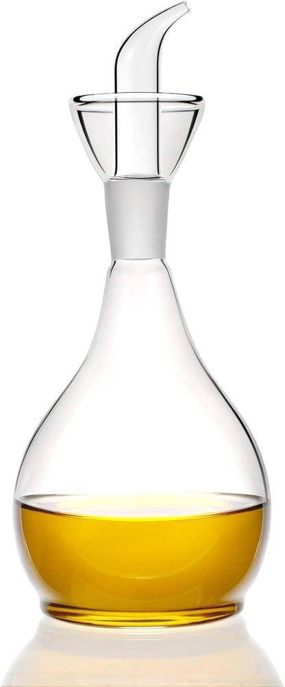 13ounce/ 380 ml Clear Glass Olive Oil Dispenser Bottle - Oil & Vinegar Cruet with Pourers and NO Funnel Needed - Olive Oil Carafe Decanter for Kitchen and BBQ