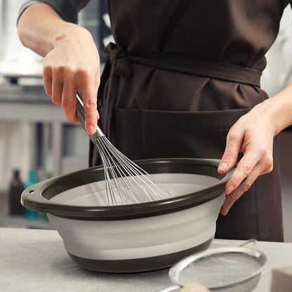 Glad Large Mixing Bowl Collapsible - 5.5L | Foldable Plastic & Rubber Container with Handles for Baking | Dishwasher Safe Kitchen Supplies and RV Essentials