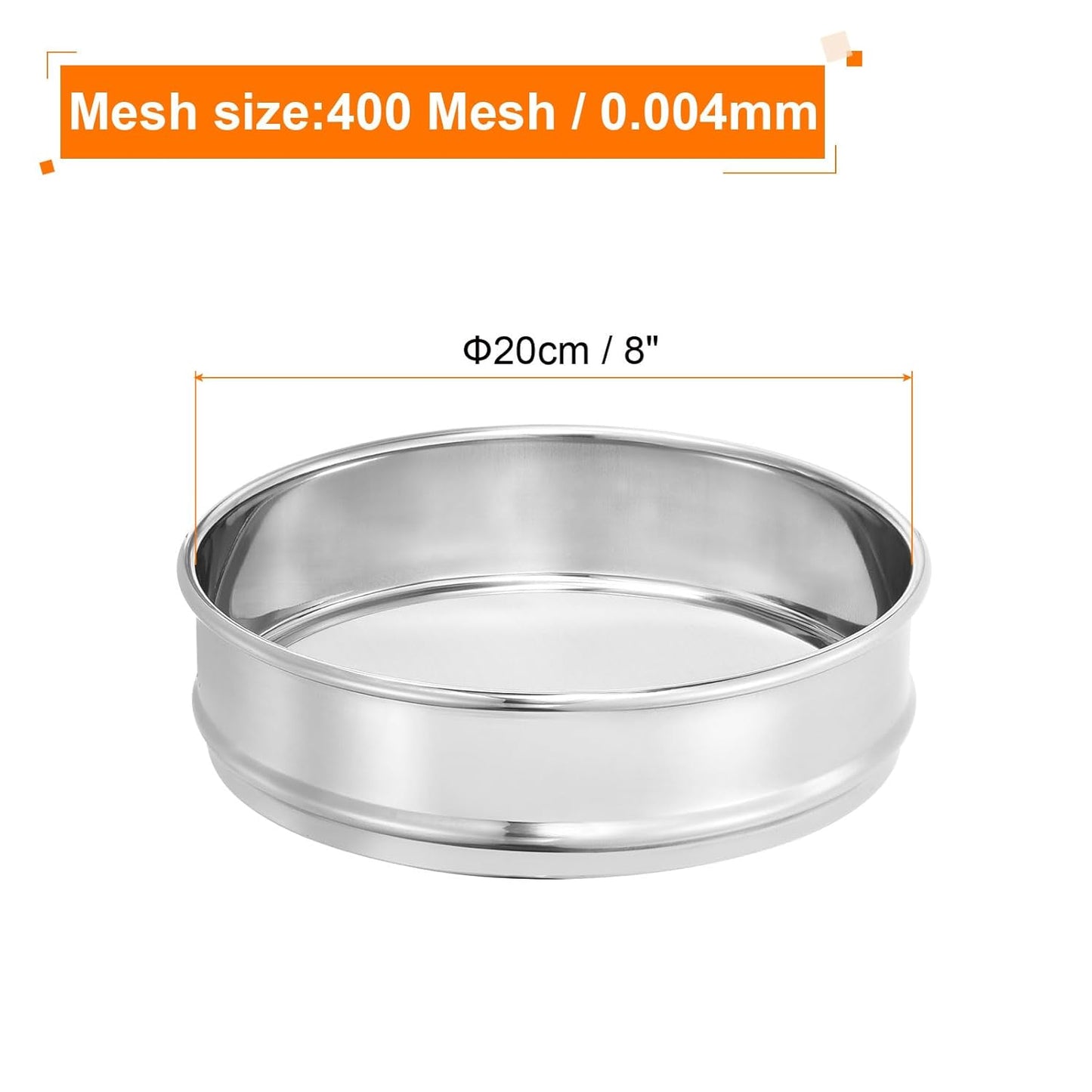 PATIKIL 10 Mesh Lab Sieve, 8" Diameter Test Sieve 304 Stainless Steel Wire Cloth (2mm) for Industrial Laboratory