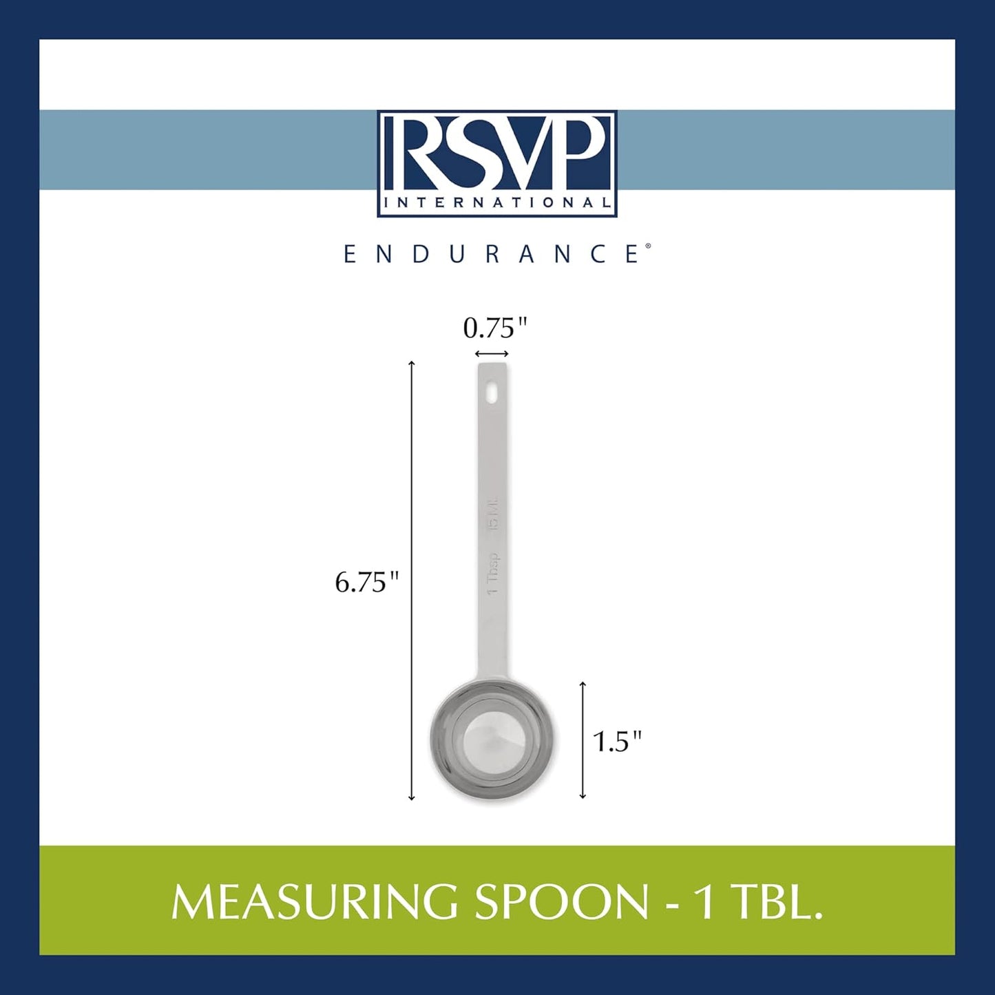 RSVP International Endurance Kitchen Collection Open Stock Measuring Spoon, Stainless Steel, Dishwasher Safe, 0.5-Teaspoon