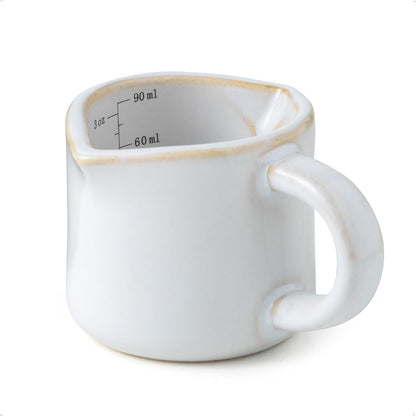 Espresso Cups Ceramic, 200ML Espresso Measuring Cup with Handle, Expresso Shots Cups with Scale, Espresso Accessories, White